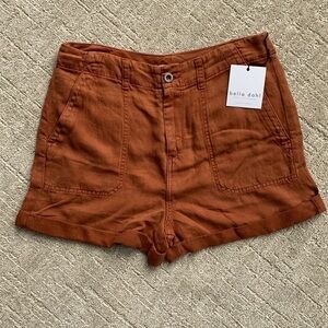 NWT New Bella Dahl Rust Tencel Linen Blend High Rise Cuffed Shorts Women's 29